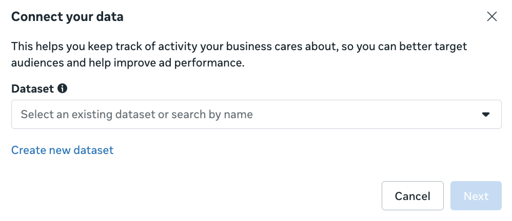 Ads Manager Створити новий Dataset