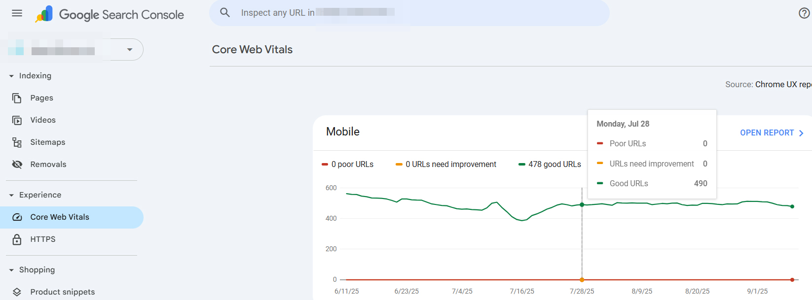 GSC Core web vitals