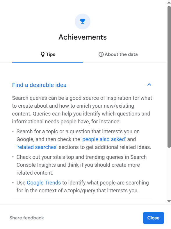 GSC achievements tips