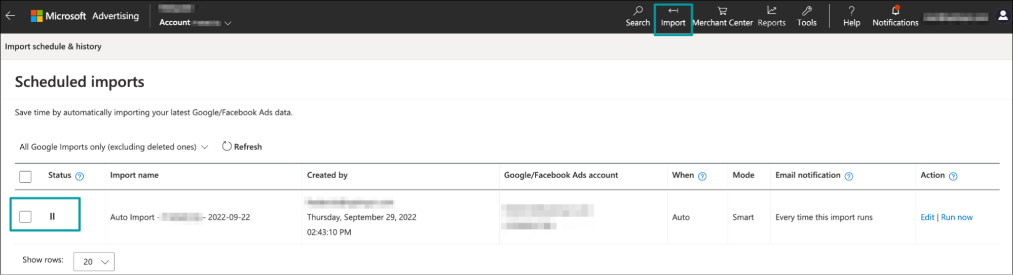 Імпорт рекламних кампаній
