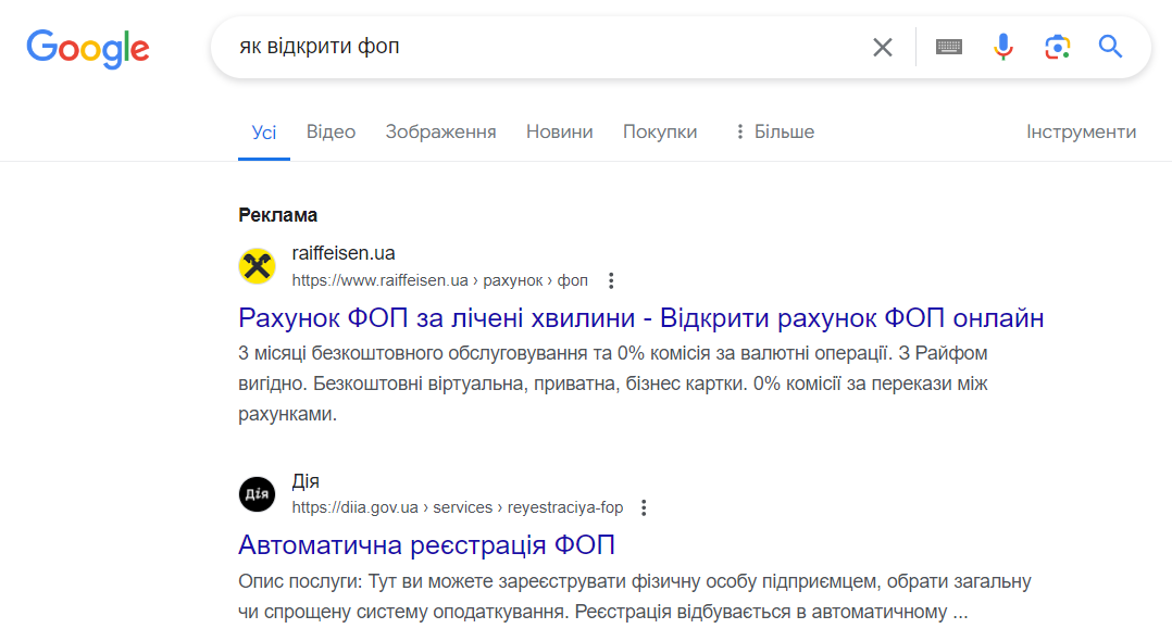 SERP за запитом